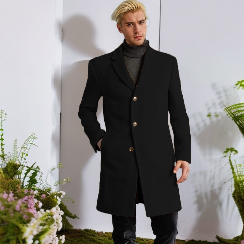 Herren eleganter Langmantel mit goldenen Knöpfen und klassischem Schnitt EB