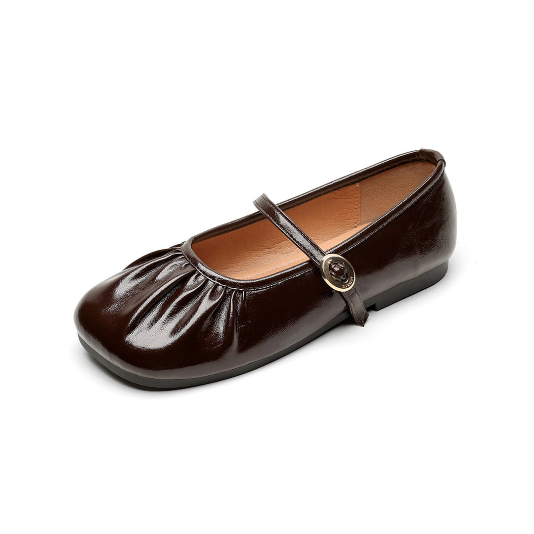 Damen Ballerinas mit modischem Riemchen und eleganter Faltenoptik EB