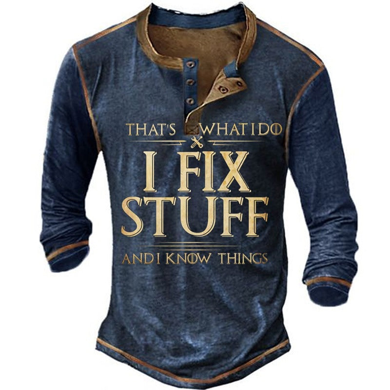 Herren lässiges Langarmshirt mit motivierendem Druck EB