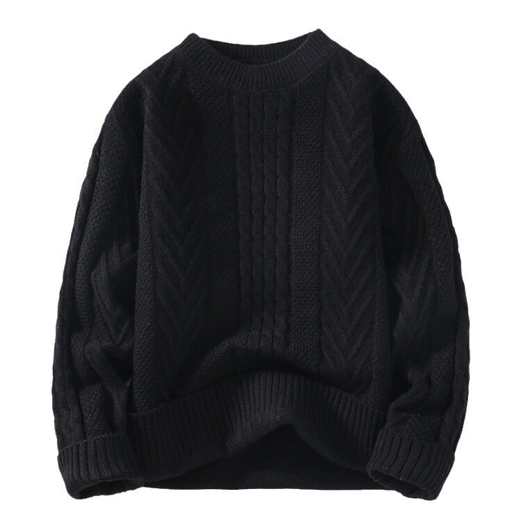 Herren Grobstrickpullover mit Zopfmuster und lässigem Schnitt EB