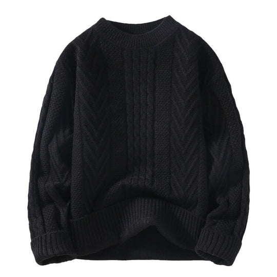 Herren Grobstrickpullover mit Zopfmuster und lässigem Schnitt EB