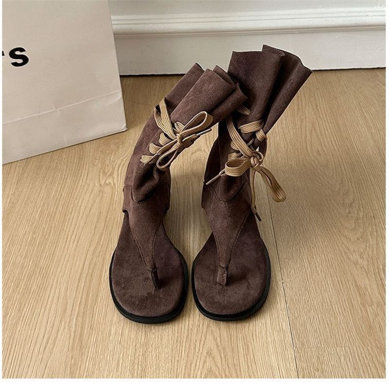 Damen modische Zehentrenner-Sandalen mit hohem Raffungseffekt EB