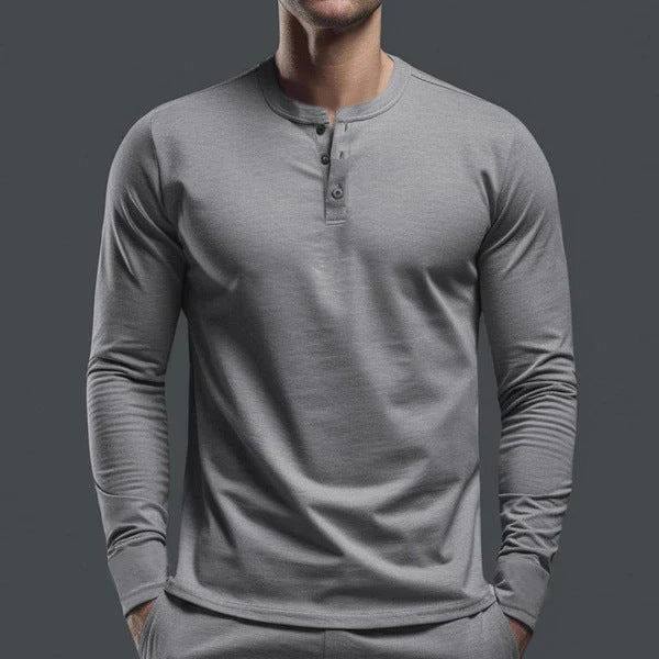 Herren nan Langarmshirt mit Knopfleiste und schmaler Passform EB