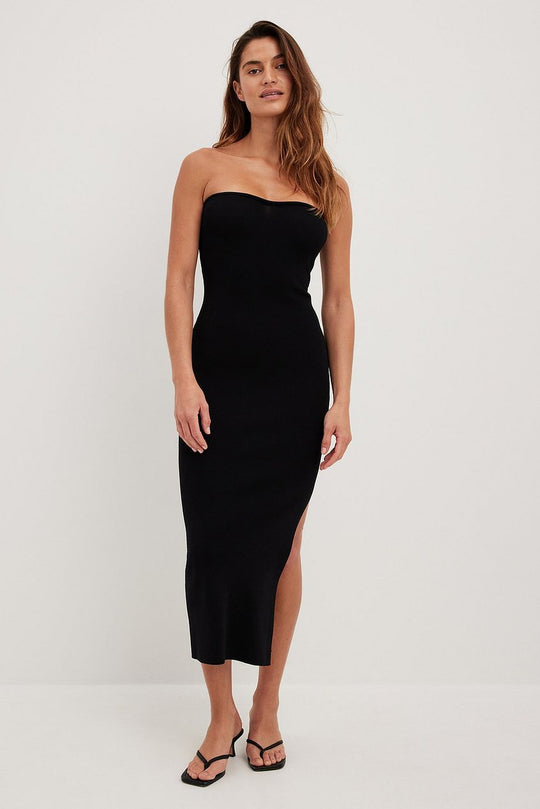 Damen langes Sommerkleid mit figurbetontem Schnitt und seitlichem Schlitz EB