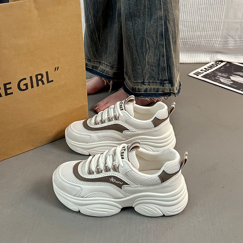 Damen modische Chunky Sneakers mit atmungsaktiver Mesh-Oberfläche und gepolsterter Sohle EB