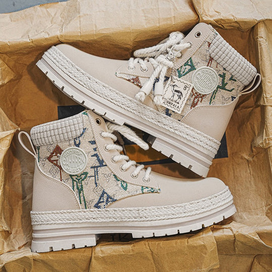 Damen modische und robuste Schnürboots aus strapazierfähigem Material mit einzigartigem Design EB