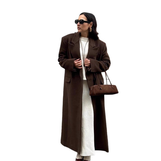 Damen Übergröße langes Blazer mit Taschen und klassischem Schnitt EB
