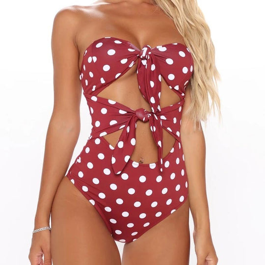 Damen Einteiliger Badeanzug mit verspieltem Knotendesign und Cut-Outs EB