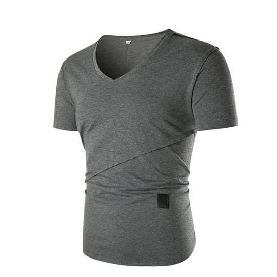 Herren V-Ausschnitt T-Shirt mit asymmetrischem Schnitt und elastischem Bund EB
