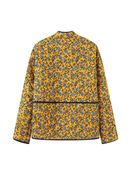 Damen gestepptes Blütenmuster-Jacke mit praktischen Taschen EB