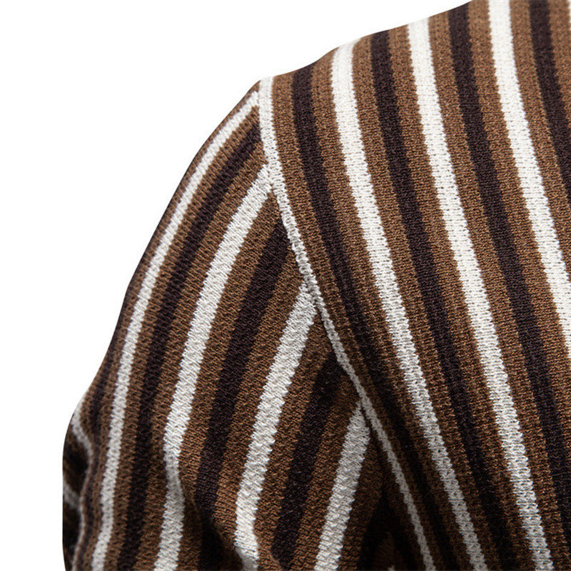 Herren nan gestreiftes Strickpoloshirt kurzarm aus feiner Baumwollmischung mit Polokragen und Rippbündchen EB