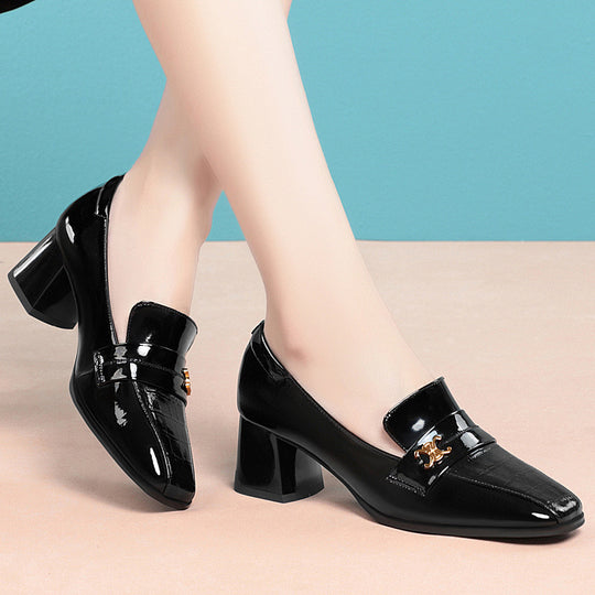 Damen Elegante Blockabsatz-Pumps mit modischem Rüschendesign EB