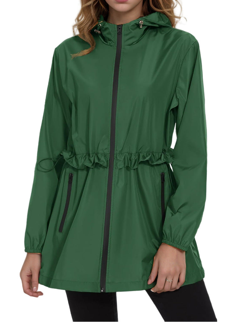 Damen Leichte Übergangsjacke mit verstellbarem Kordelzug und seitlichen Taschen EB
