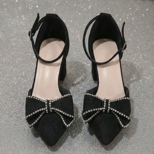 Damen elegante Slingback-Pumps mit funkelnden Schleifendetails EB