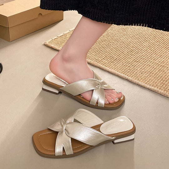 Damen elegante Mules mit modischem Knoten-Design EB