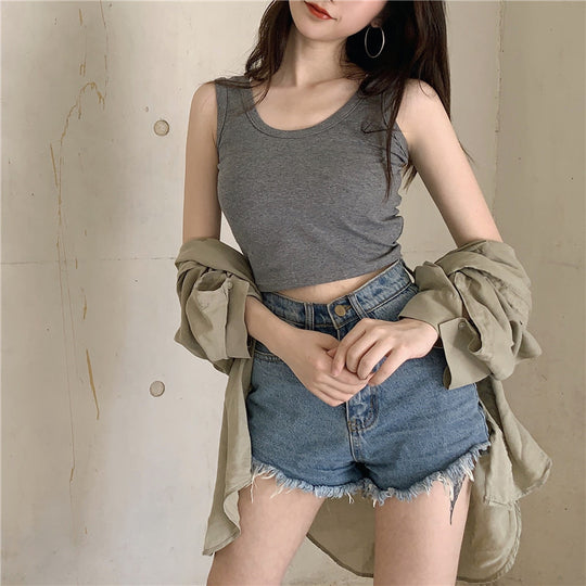 Damen Crop-Top aus atmungsaktiver Baumwolle mit schmalem Schnitt EB