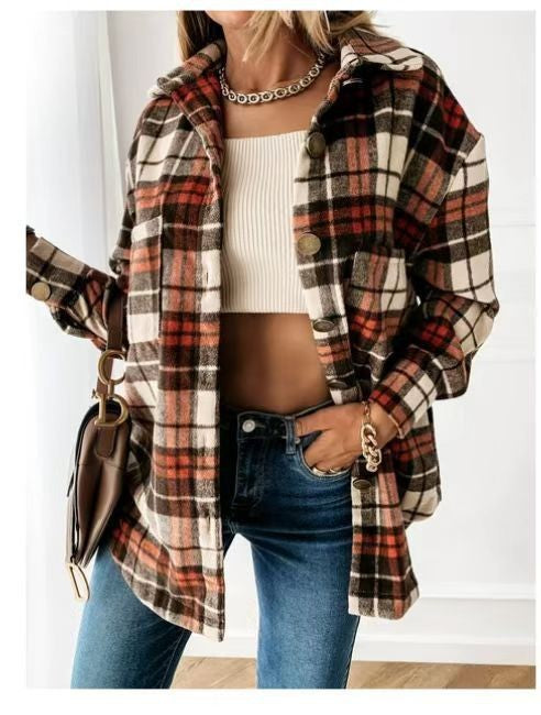 Damen Karierte Overshirtjacke EB