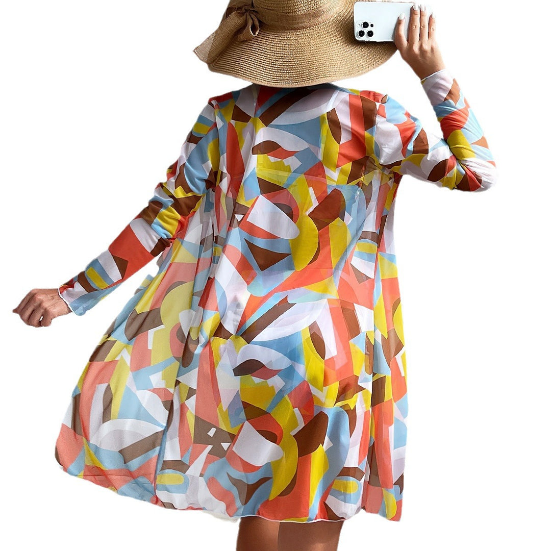 Damen Strandset mit floralem Kimono und Crop-Top EB