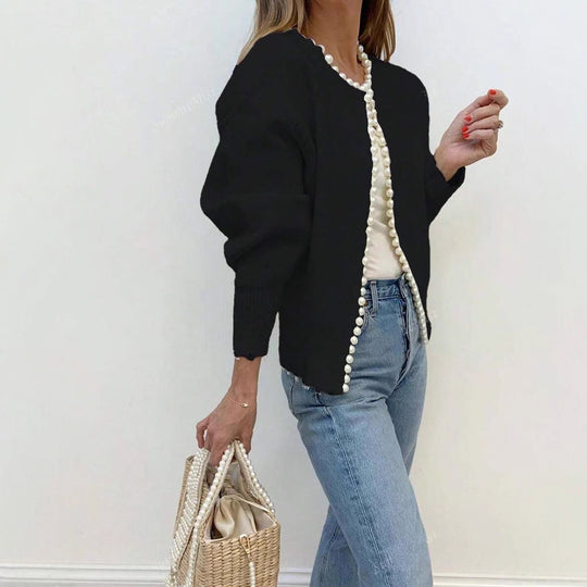 Damen Strickjacke mit Perlenbesatz EB