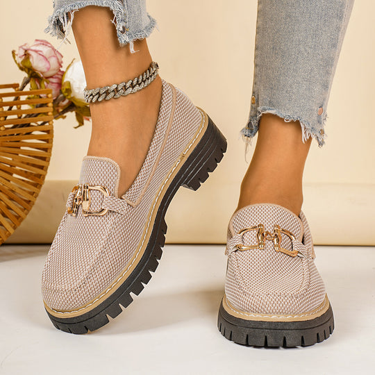 Damen atmungsaktive Slip-On Sneakers mit schickem Zierdetail EB