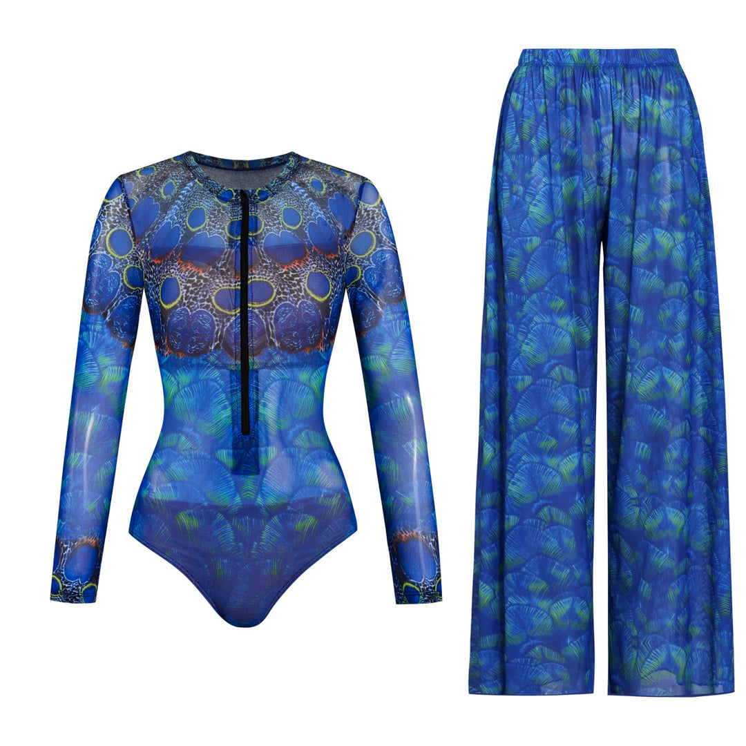 Damen weite Strandhose mit Schlangenmuster EB