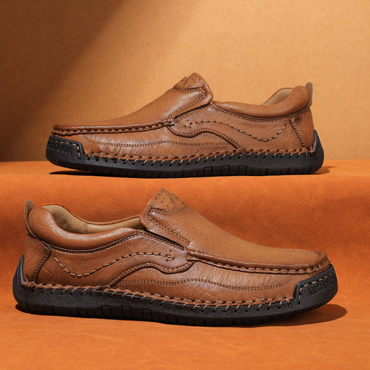 Herren Bequeme Leder Slipper mit atmungsaktiver Sohle EB