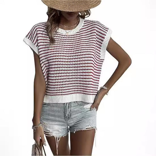Damen lässiges Strickoberteil mit modernem Muster und weitem Schnitt EB