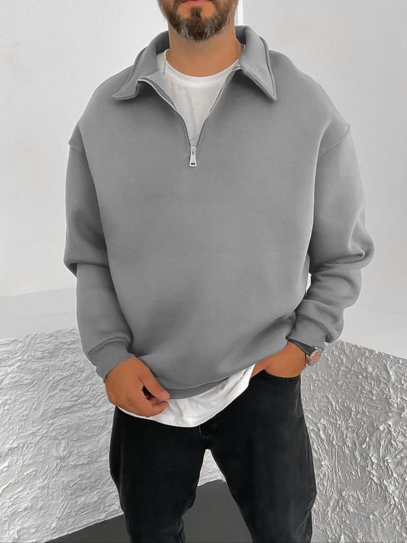 Herren nan Oversize Halbzip-Sweatshirt mit aufgestelltem Kragen EB