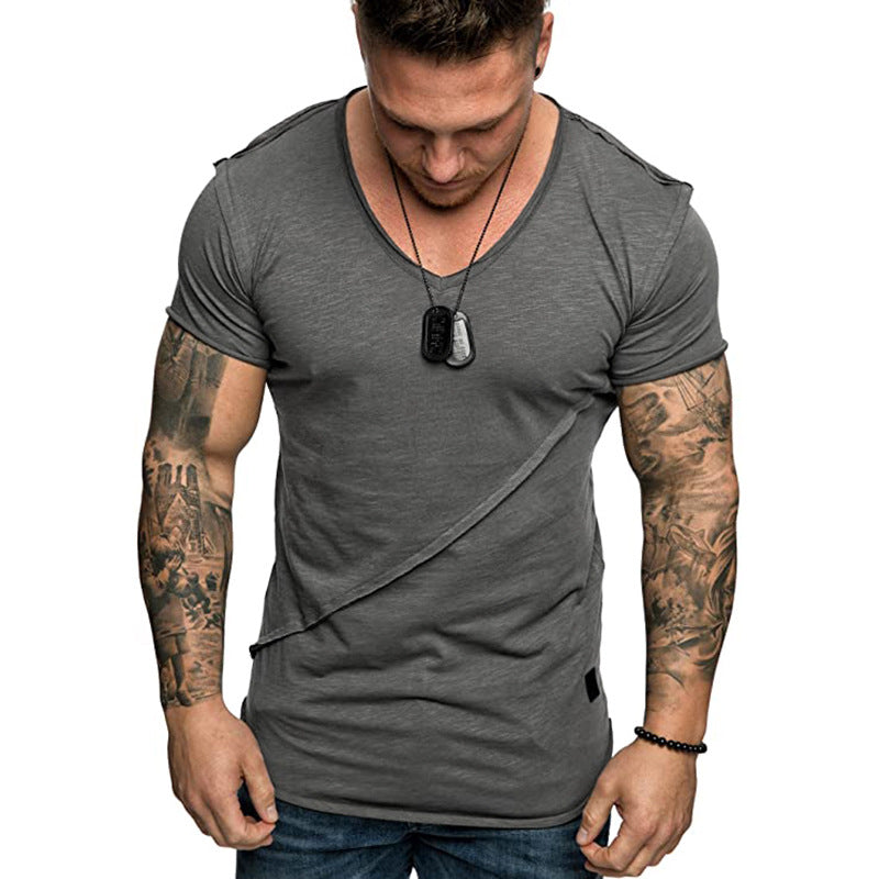 Herren V-Ausschnitt T-Shirt aus hochwertiger Baumwolle mit strukturierter Oberfläche EB