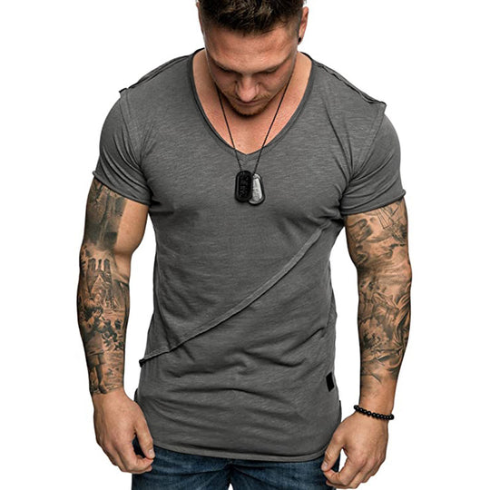 Herren V-Ausschnitt T-Shirt aus hochwertiger Baumwolle mit strukturierter Oberfläche EB