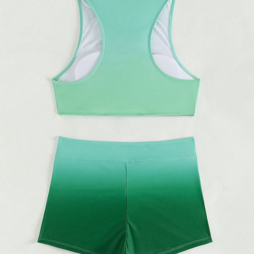 Damen Sportliches Crop-Top und Shorts-Set EB