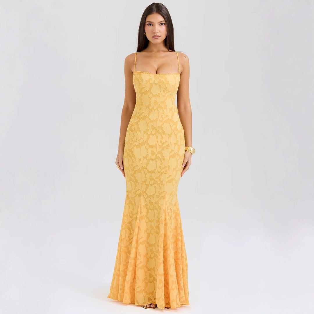Damen elegantes Abendkleid mit floralem Spitzenmuster EB