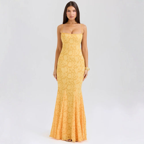 Damen elegantes Abendkleid mit floralem Spitzenmuster EB