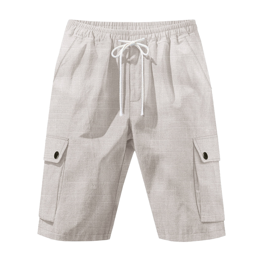 Herren nan utilitarische Cargo-Shorts mit Elastikbund, Tunnelzug und aufgesetzten Klappentaschen EB