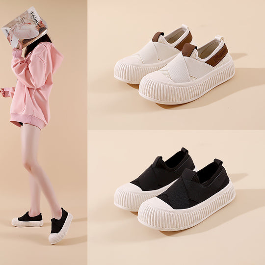 Damen modische Slip-On Sneakers mit elastischem X-Design und rutschfester Sohle EB