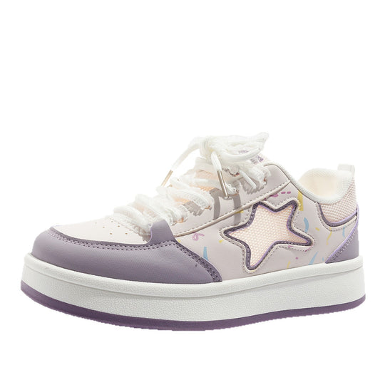 Damen Sportliche Freizeitsneaker mit verspieltem Sternenmotiv und atmungsaktiver Mesh-Textur EB