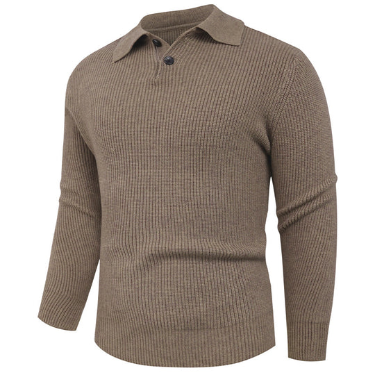 Herren Strickpullover mit modernem Polokragen und funktionalem Knopfverschluss EB