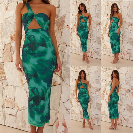 Damen Midikleid mit asymmetrischem Schnitt und verspieltem Cut-Out-Design EB