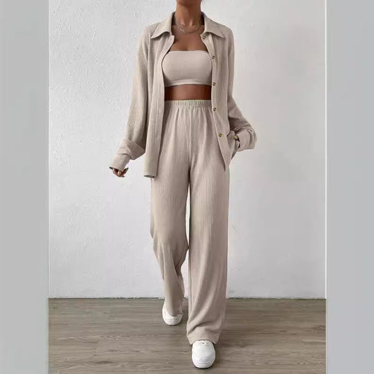 Damen Zweiteiliges Lounge-Set mit Oberteil und weiter Hose EB