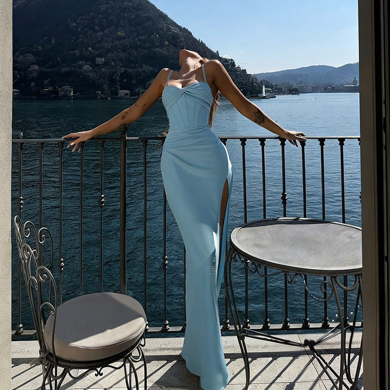 Damen Elegantes Abendkleid mit tiefem Schlitz und figurschmeichelndem Design EB