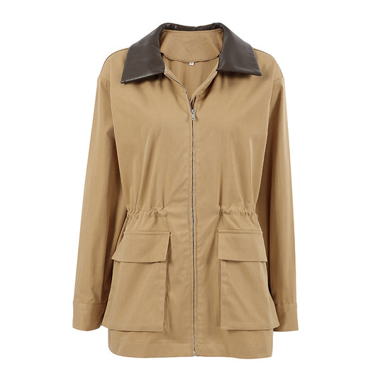 Damen Übergangsjacke im lässigen Oversized-Schnitt mit kontrastierendem Kragen EB