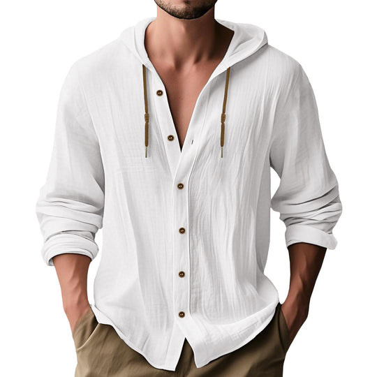 Herren lässige Kapuzenshirtjacke mit Knopfleiste und praktischen Taschen EB