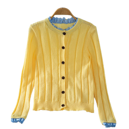 Damen Leichte Strickjacke mit hübschen Rüschendetails EB