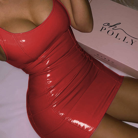 Damen figurbetontes Minikleid aus glänzendem Material EB