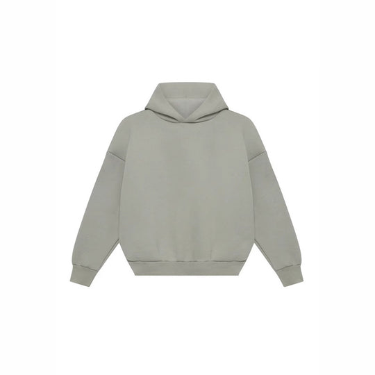 Unisex minimalistischer Kapuzenpullover ohne Kängurutasche mit überschnittener Schulter und geripptem Saum EB