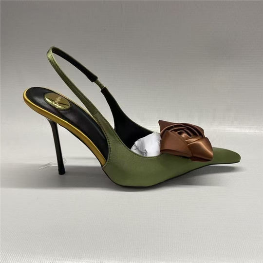 Damen Slingback Pumps mit eleganter Satinverzierung EB