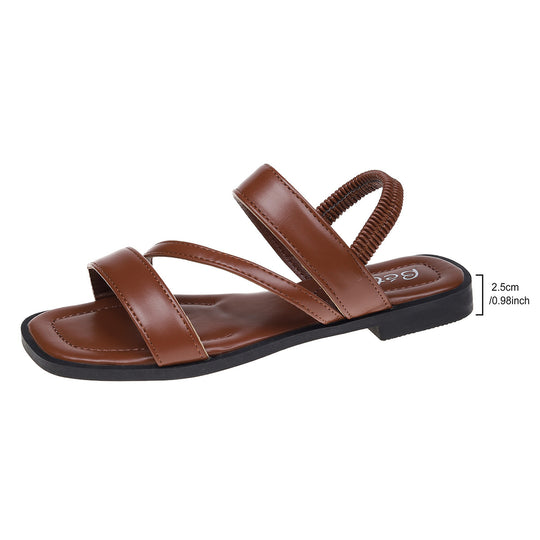 Damen Metallic Riemchen-Sandalen mit elastischem Rückenteil EB