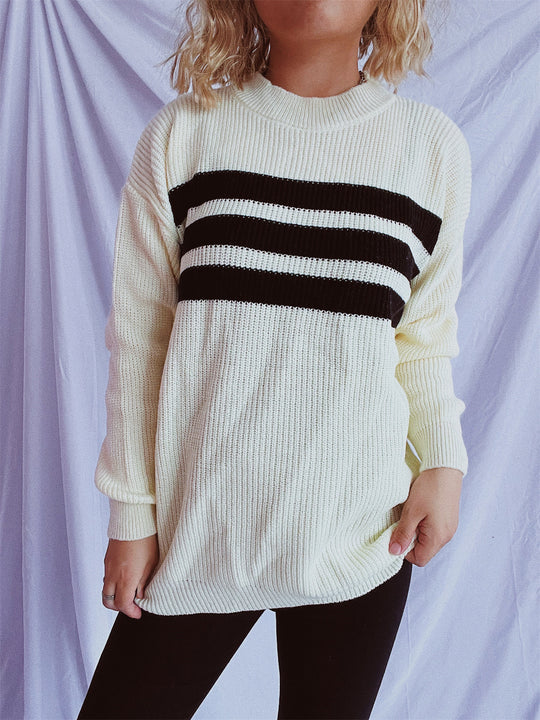 Damen lässiger Strickpullover mit modischen Streifen EB