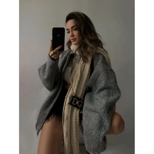 Damen coole Oversize-Jacke aus weichem Wollmix EB