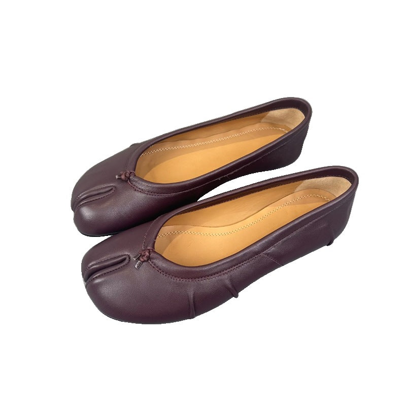 Damen Mokassin Balletschuhe mit einzigartiger Zehenform und glänzender Oberfläche EB